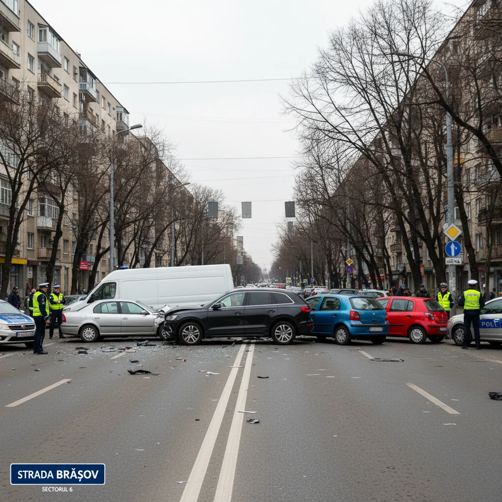 Accident în lanț pe Strada Brașov: 5 mașini implicate