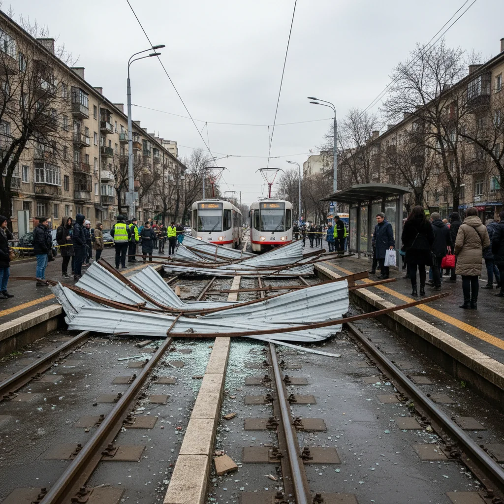 bucăți aruncate pe șinele liniei 53