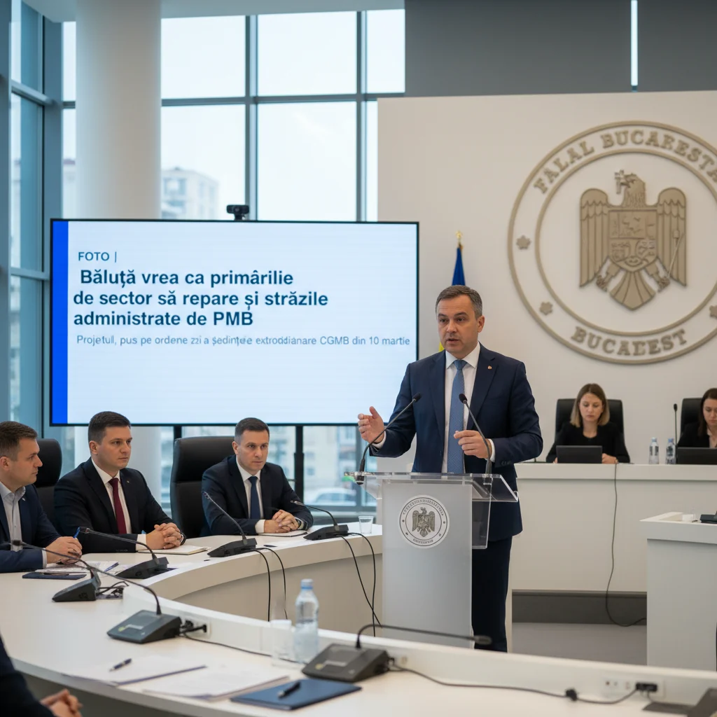 FOTO | Primarul Băluță propune ca sectoarele să se ocupe și de străzile PMB; proiectul intră la vot în ședința extraordinară CGMB din 10 martie