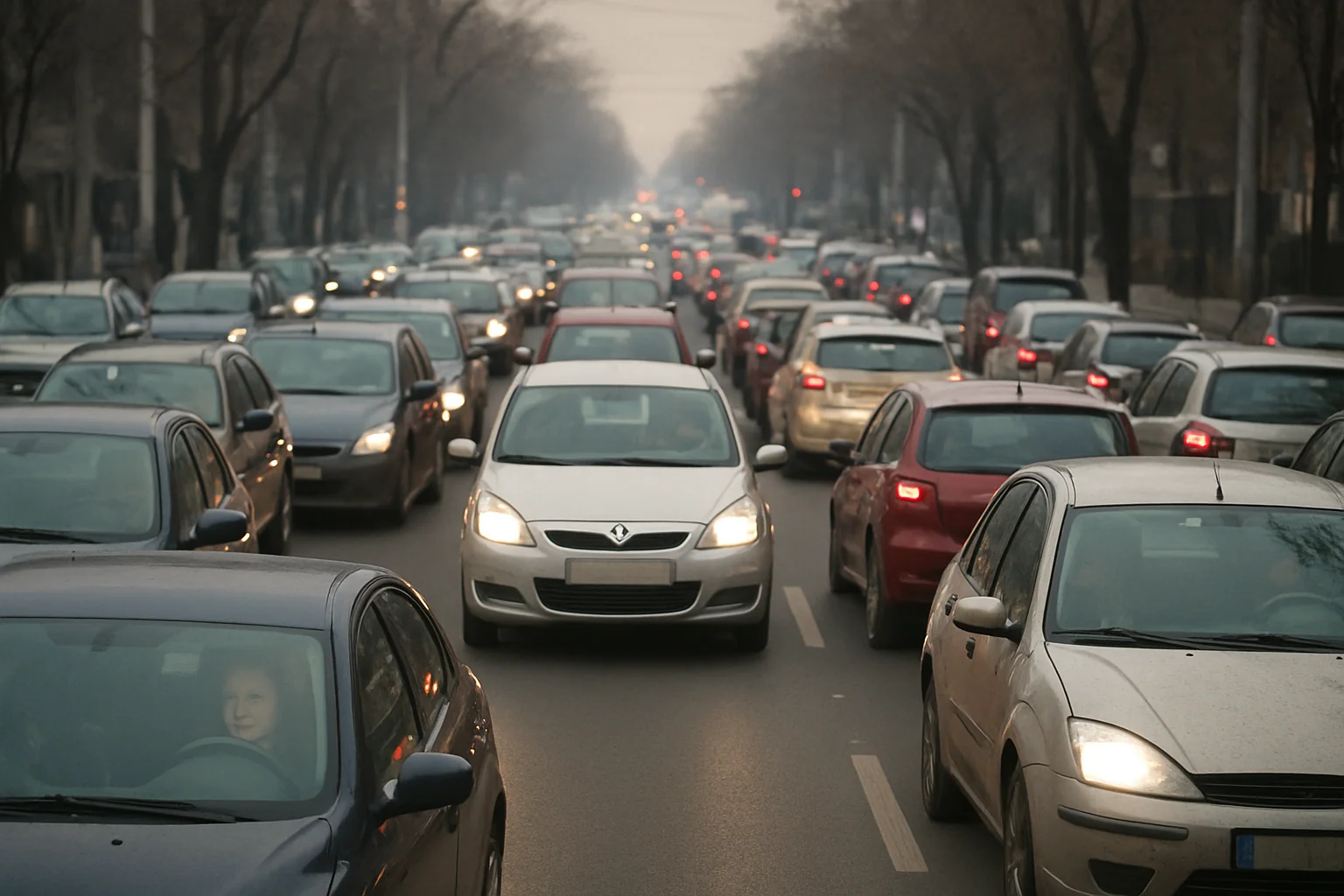 Haosul din trafic surprins pe strada Carei de dimineață