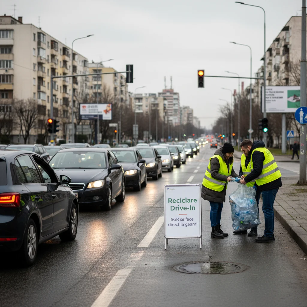 Reciclarea drive-in la intersecțiile din București devine realitate