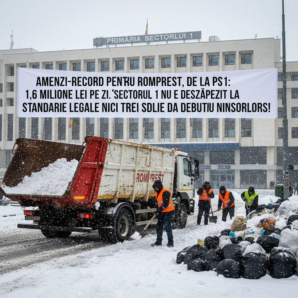 Sectorul 1 sancționează Romprest cu 1,6 milioane lei pe zi pentru deszăpezire neconformă, la trei zile după începutul ninsorii