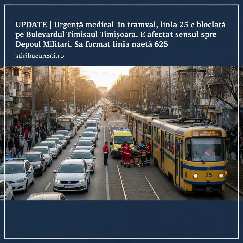 Urgență medicală blochează tramvaiul pe linia 25 în București