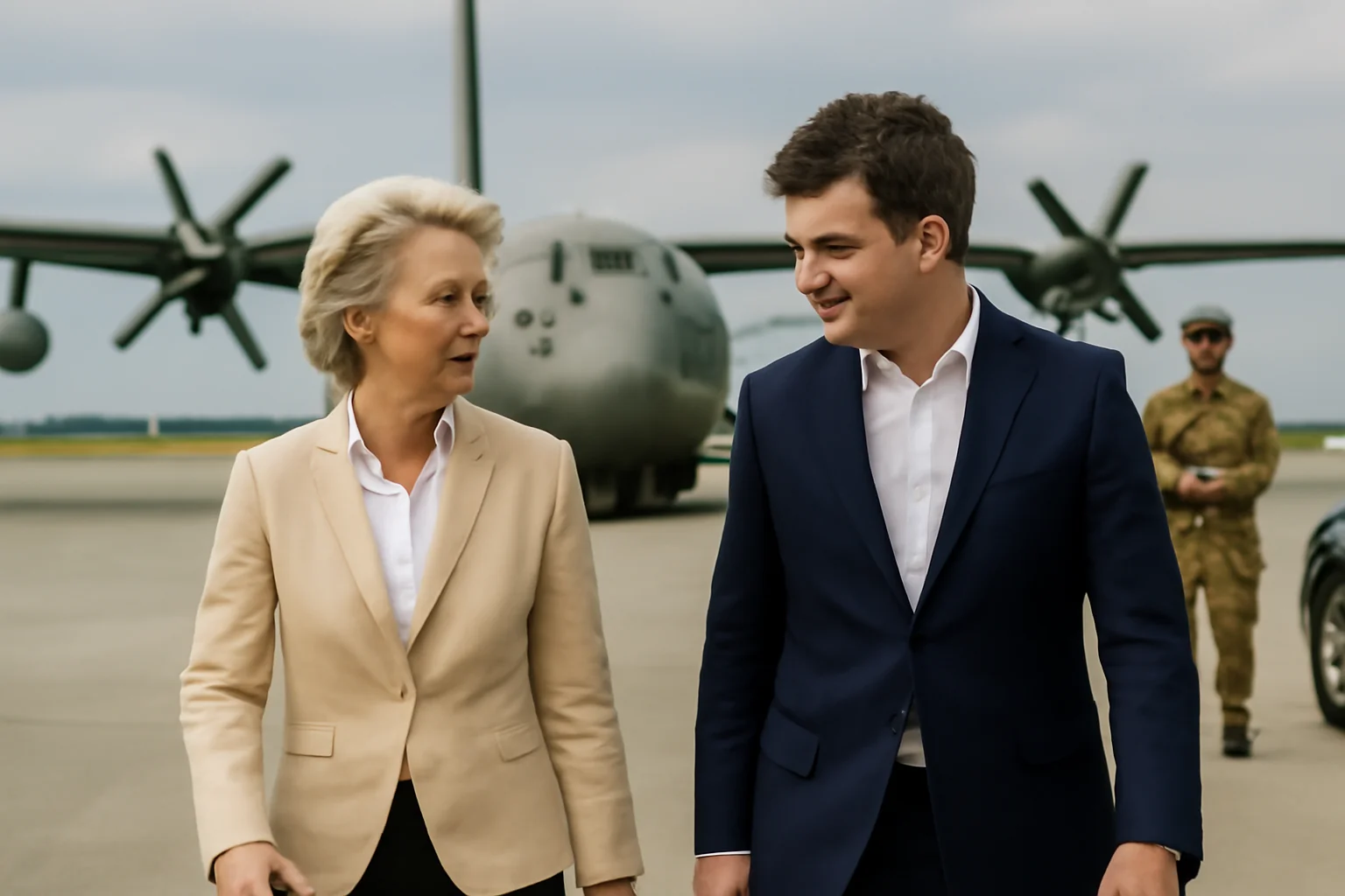 Ursula von der Leyen vizitează Baza Mihail Kogălniceanu, întâmpinată de președintele Nicușor Dan în România.