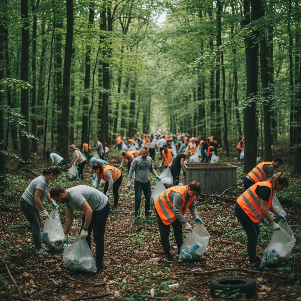 Voluntari curăță Pădurea Cernica la Maratonul Reciclării